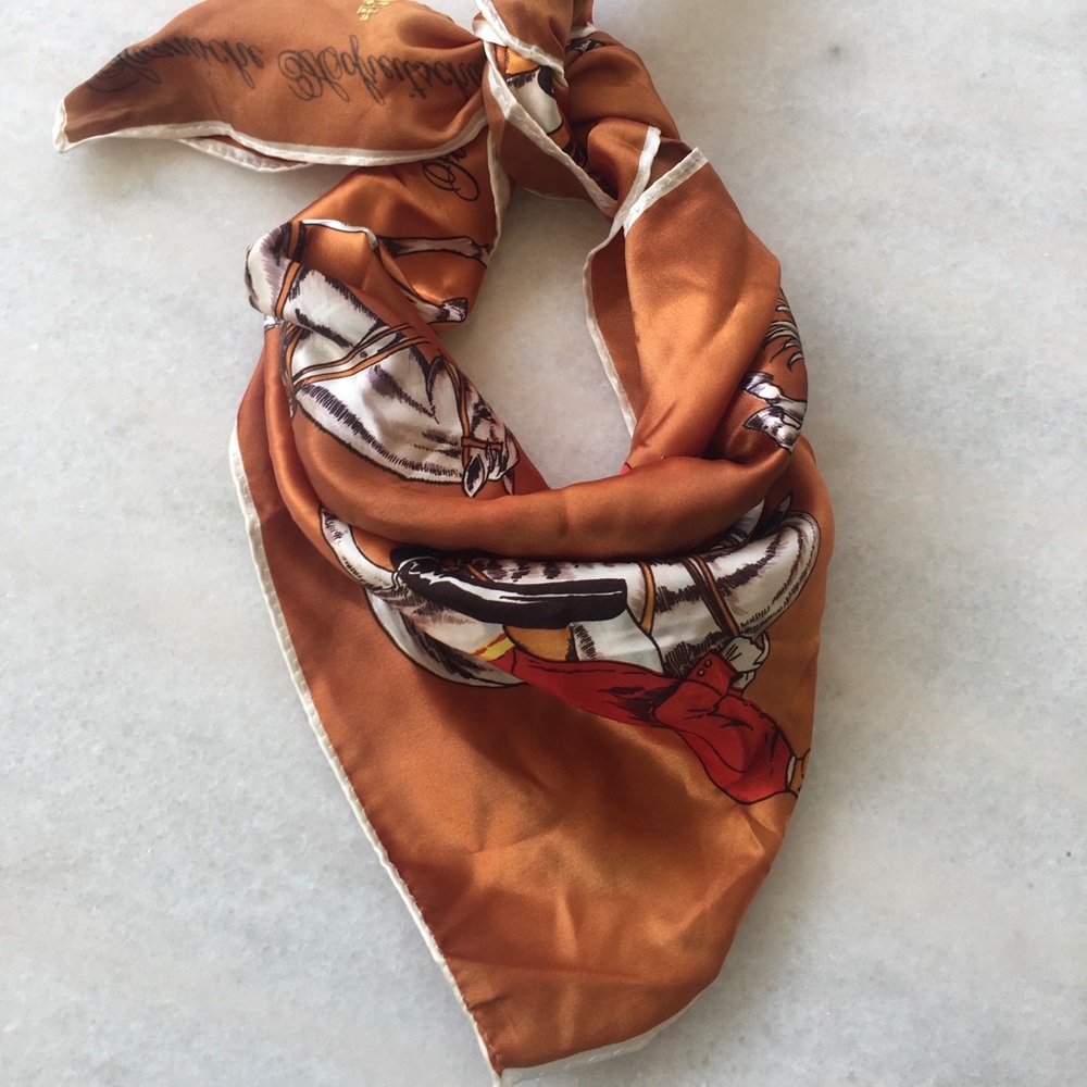 Silk-Feel Copper Printed Bandana Scarf